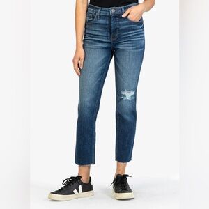 Kut from the Kloth Cropped Distressed Blue Jeans